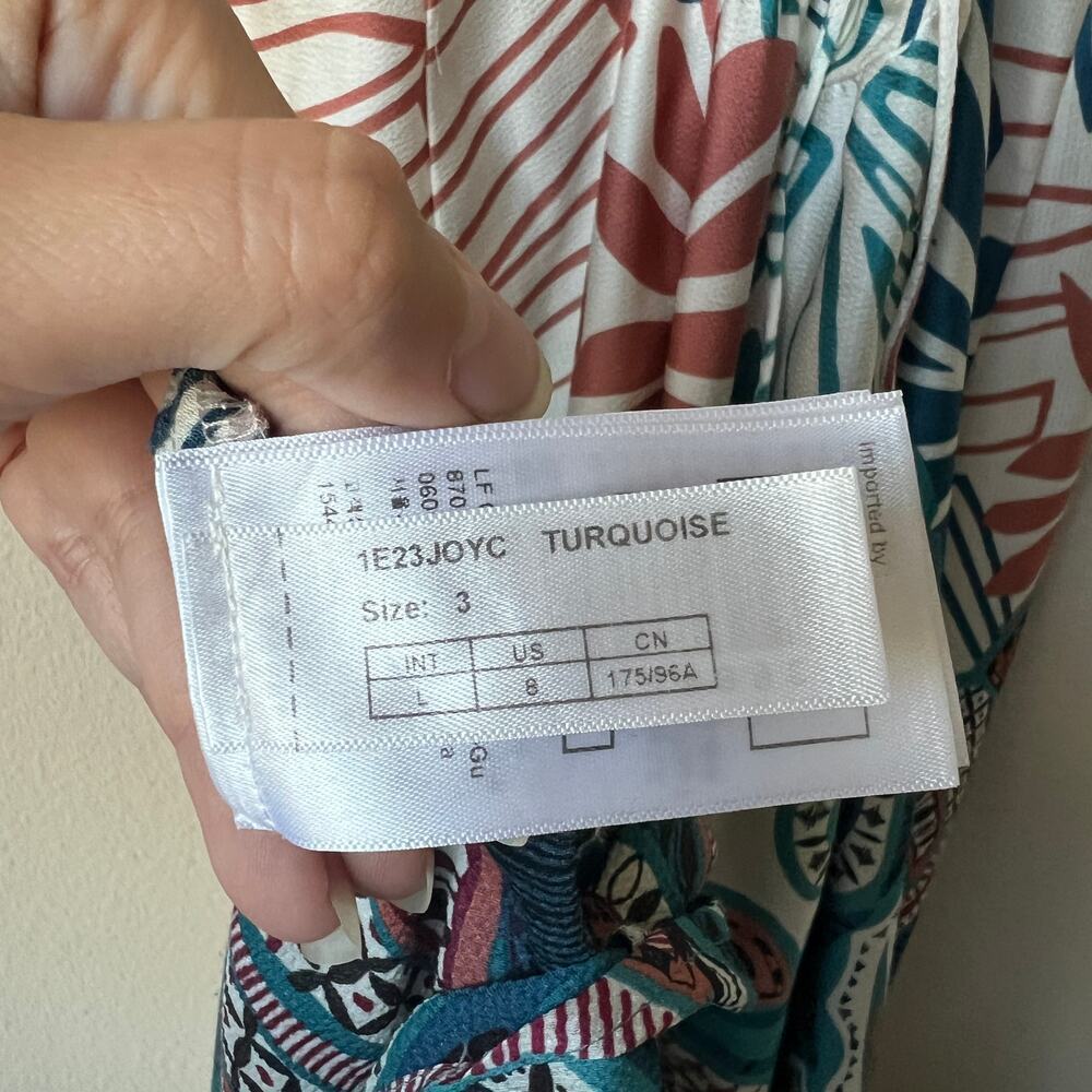 ba&sh Joyce Turquoise Boho Print Strappy Maxi Dress Size L - Picture 8 of 9